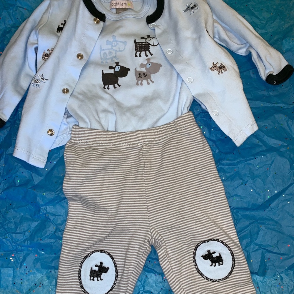 Petit Lem 6 Month 3 Piece Doggy Set
